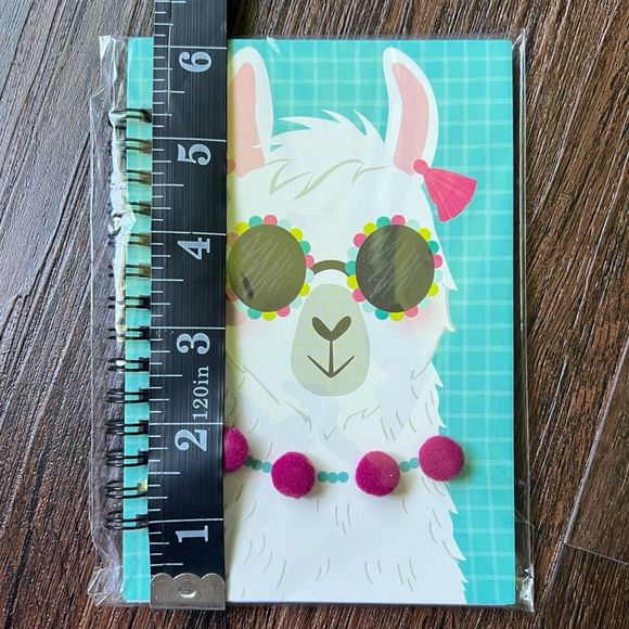 Llama Notebook 6 x 4.5" Spiral Bound Small Journal Lined Paper, Alpaca Pom Poms - Picture 5 of 5